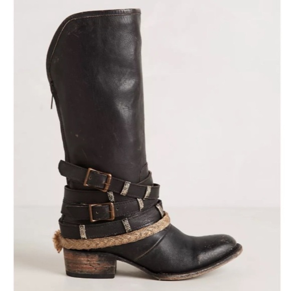 Freebird by Steven Drove Boots Black Leather Western Harness Back Zip 9 - Picture 5 of 15